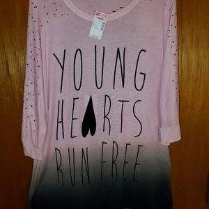 Young Hearts Run Free Tee w/ Heart Cut out Detail